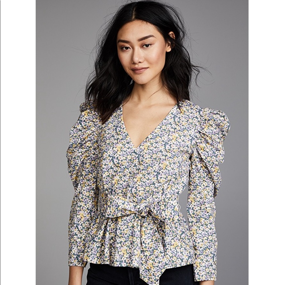 La Vie Rebecca Taylor Pansies Poplin Top. size S